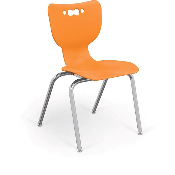 Hierarchy School Chair, 4 Leg, 18" Chrome Frame, Orange Armless Shell, PK5